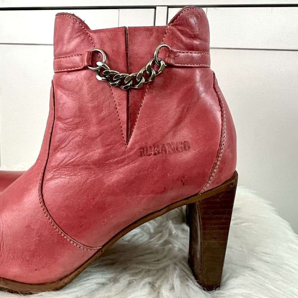Durango Raspberry Red Leather Chained Heeled Ankl… - image 4